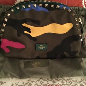 Valentino Multicolor Camouflage Cosmetic Bag